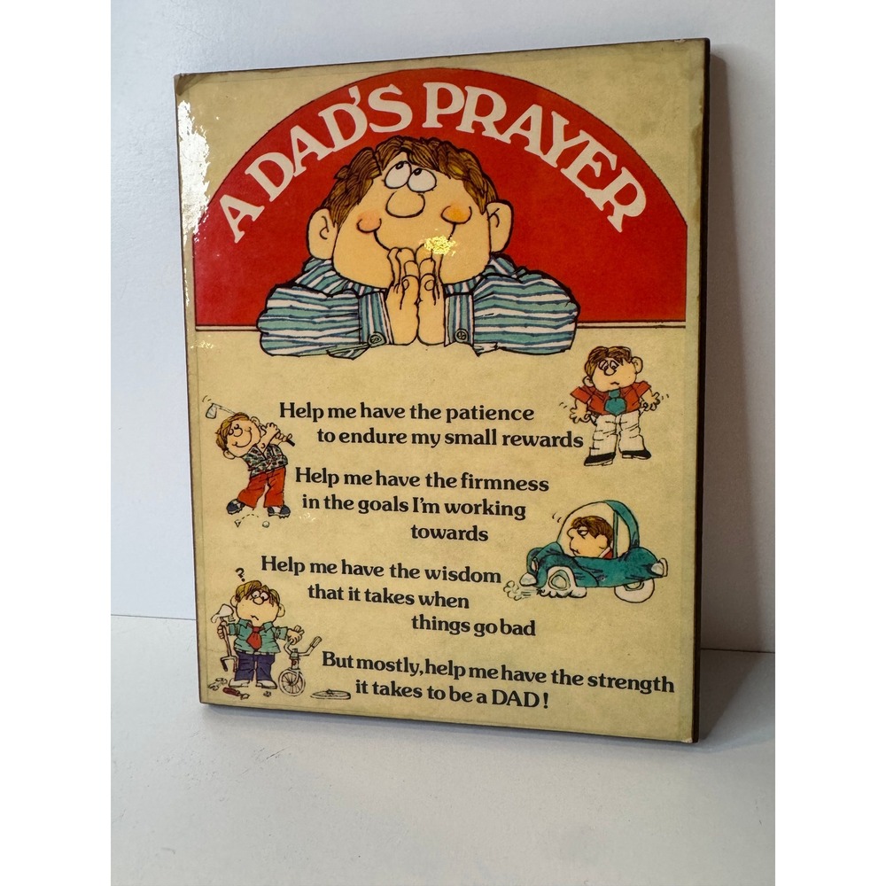Vintage A Dads Prayer Wooden Plaque Fathers‎ Day Decor Retro Dad Gift